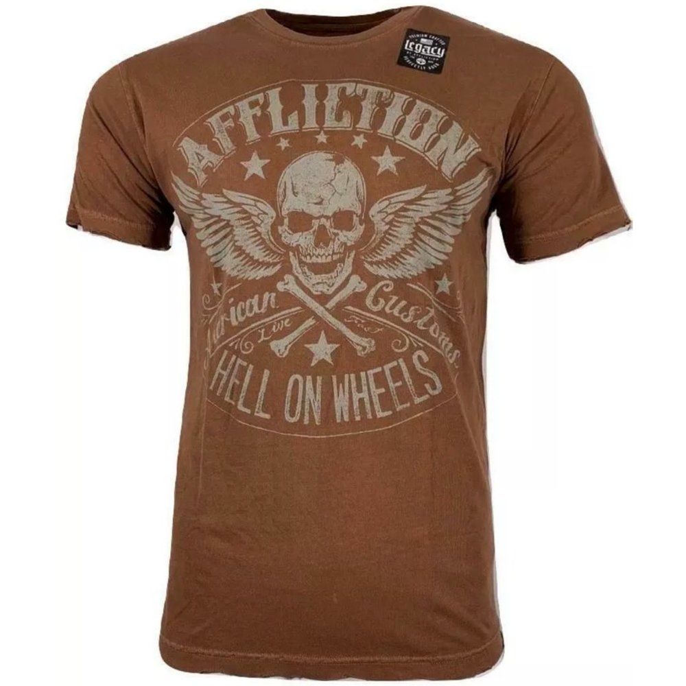 AFFLICTION Men's T-Shirt S/S BURNINNG RUBBER Tee - Picture 6 of 12